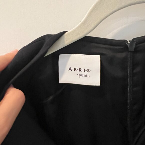 Akris Punto Cap-Sleeve Zip-Front Seamed Dress, Black - Picture 11 of 12